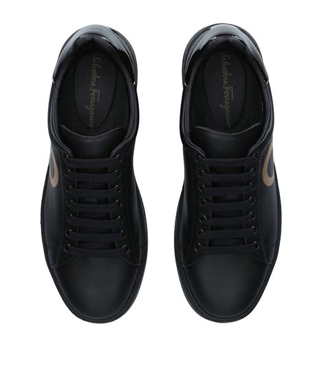 salvatore ferragamo number leather sneakers